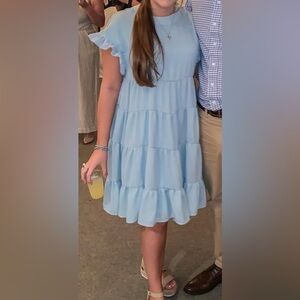 Light blue tiered boutique dress